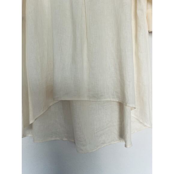 Anne Klein NWT Linen Hi-Low Blouse Sz M 3/4 Sleeve V-Neck Tunic Minimalist Boho - Picture 5 of 8